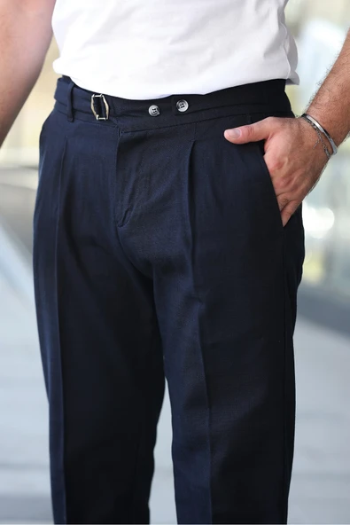 Tasarım İtalyan Model Keten Pantolon - Resim 9