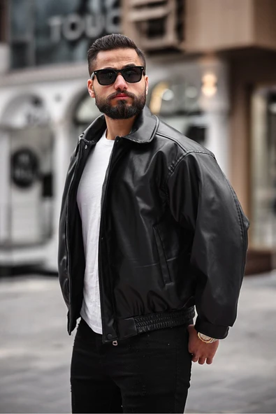 Yeni Sezon Vintage Oversize Bol Kalıp Deri Ceket ürün görseli 1