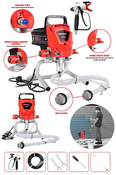 DAFLONG AEROPRO ELEKTRİKLİ AİRLESS 1100W BOYA MAKİNASI AP8628 ürün görseli 1