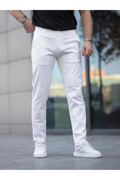 Slim Fit Chino Keten Pantolon - Resim 7