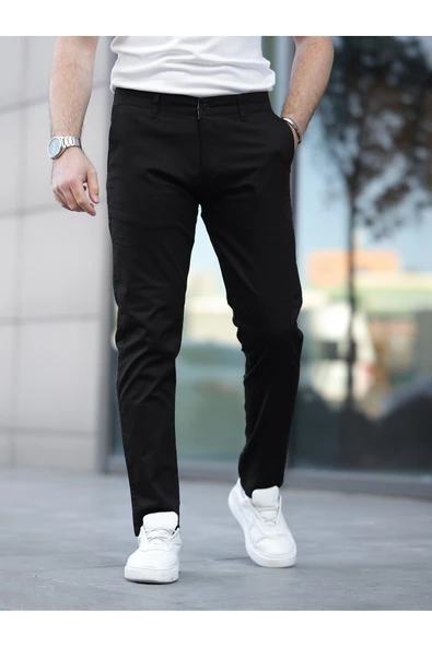 Slim Fit Chino Keten Pantolon - Resim 9