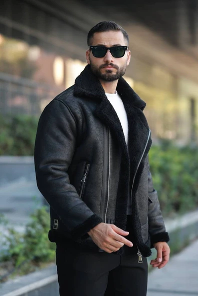 Biker Kürk Detaylı Kışlık Mont - Resim 2