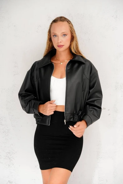 Oversize Basic Deri Ceket - Sokak Modasının Yeni İkonu - Resim 11