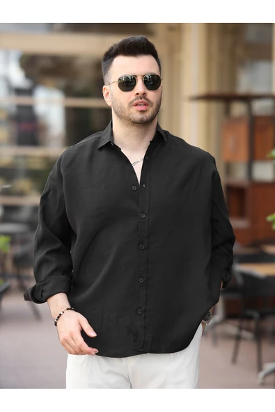 Oversize Oval Kesim Modal Gömlek ürün görseli 1
