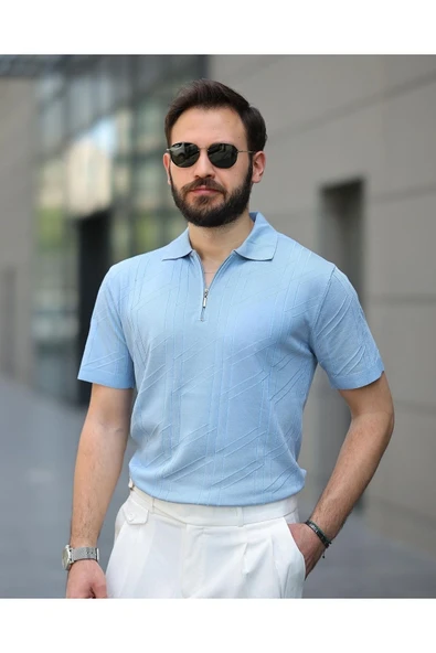 Fermuarlı Triko Tshirt - Resim 5