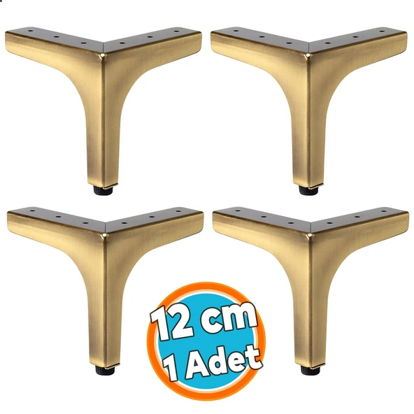 (4 Adet) Mobilya Ayağı Modern Ayak Dayanıklı Koltuk Sehpa Masa TV Ünitesi 12 cm Antik Sarı Metal ürün görseli 1