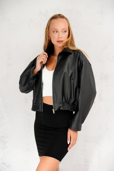 Oversize Basic Deri Ceket - Sokak Modasının Yeni İkonu - Resim 9
