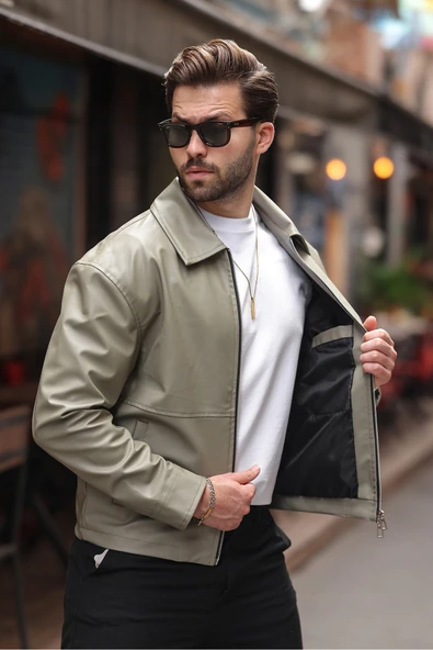 Basic Oversize Deri Ceket - Çift Fermuarlı İkonik Tasarım - Resim 12