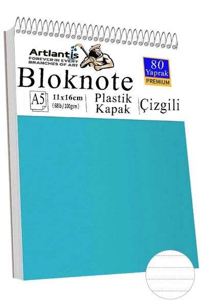 Telli Masaüstü Not Defteri Çizgili A5 Orta Boy 1 Adet Masa Üstü Plastik Kapaklı Spiralli Bloknot Blocknote 80 Yaprak ürün görseli 1