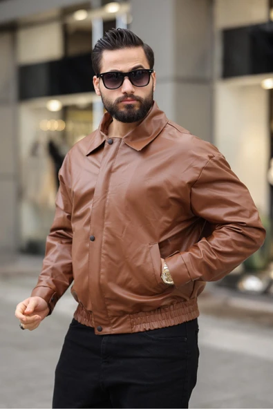 ERKEK SALAŞ OVERSİZE TREND DERİ CEKET - Resim 7