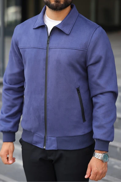 Polo Yaka Baharlık Süet Ceket - Resim 4