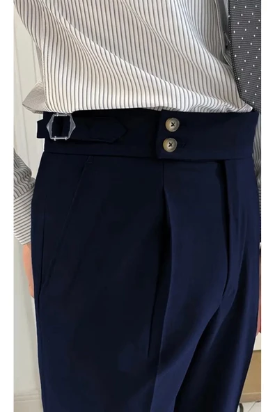 Yeni Sezon Premium Pileli Basic Likralı Duble Paça Kumaş Pantolon ürün görseli 1