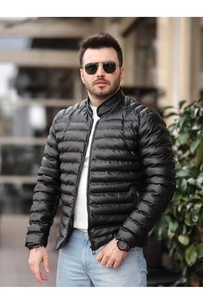 Erkek Deri Şişme Mont - Resim 2