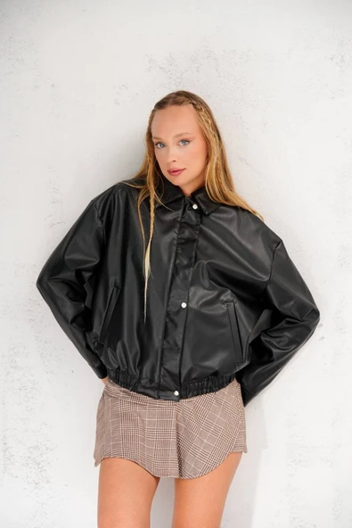 Oversize Siyah Deri Ceket - Trend Alarmı ???? - Resim 2
