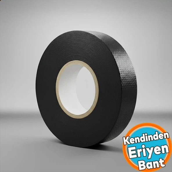 Kendinden Kaynayan Silikon Soğuk Sarma Eriyen Bant 19mm x 5m Tekli Hava Su Elektrik İzolasyonu Siyah ürün görseli 1