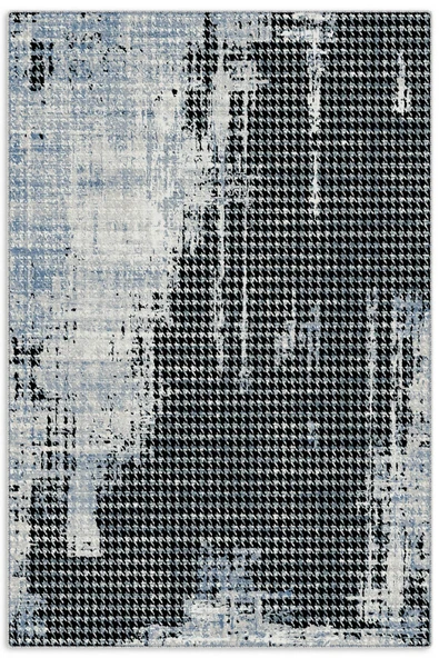 Pastel Home Modern Kazayağı Desenli Şönil Halı Kilim Yolluk Siyah Gri Mavi Kaymaz Taban Yıkanabilir Saçaklı ürün görseli 1