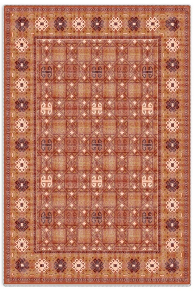 Pastel Home Turuncu Klasik Şönil Halı Kilim Yolluk Kaymaz Yıkanabilir Koridor Mutfak Oturma Odası Çocuk Odası ürün görseli 1