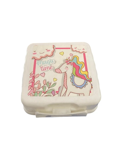 Beslenme Kutusu 4 Bölmeli Unicorn Beyaz Renk 1 Adet Yemek Saklama Kabı Beslenme Çantası ürün görseli 1
