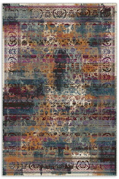 Pastel Home Kaşmir doku yumuşak kaymaz pamuk taban oturma odası salon mutfak koridor çocuk odası mor halı kilim ürün görseli 1