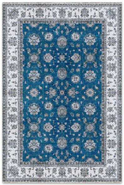 Pastel Home Mavi Klasik Şönil Halı Kilim Yolluk Yıkanabilir Kaymaz Oturma Odası Salon Mutfak Halısı ürün görseli 1