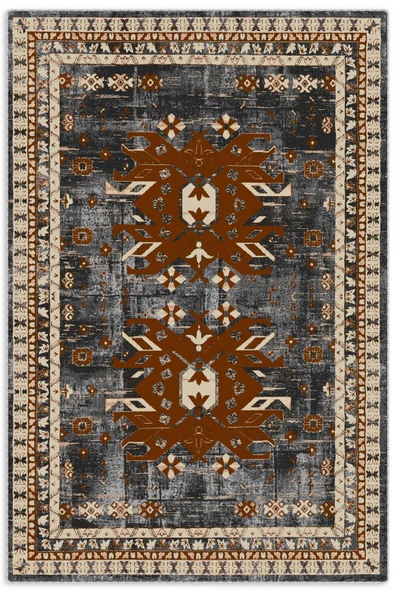 Pastel Home Antrasit Gri Kahve Şönil Halı Kilim Yolluk Kaymaz Yıkanabilir Saçaklı Koridor Antre Mutfak Salon ürün görseli 1