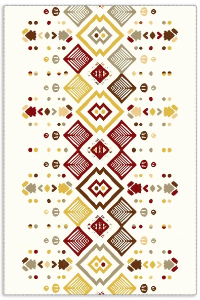Pastel Home Ekru Modern Etnik Desenli Şönil Halı Kilim Yolluk Gri Bordo Sarı Renk Kaymaz Yıkanabilir ürün görseli 1