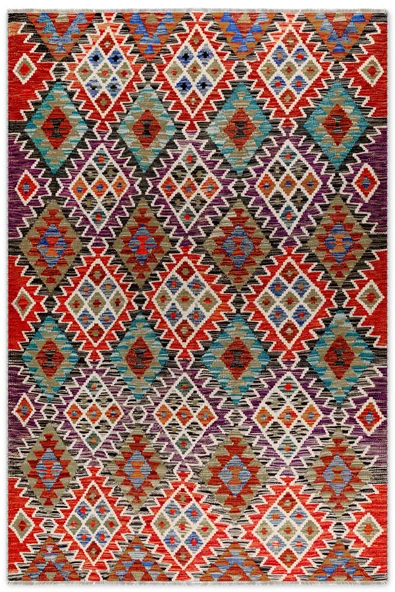 Pastel Home Renkli Anadolu Kilim Şönil Halı Yolluk Yıkanabilir Saçaklı Kaymaz Mutfak Koridor Oturma Yatak Odası ürün görseli 1
