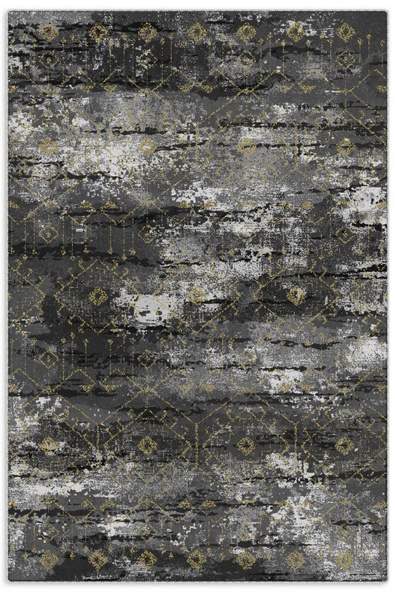 Pastel Home Gri Antrasit Sarı Şönil Halı Kilim Yolluk Kaymaz Yıkanabilir Saçaklı Salon Mutfak Oturma Odası ürün görseli 1