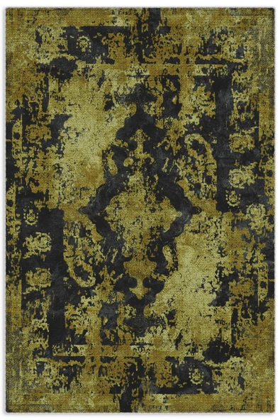 Pastel Home Tasarım vintage şönil halı kilim yolluk zeytin yeşili antrasit siyah yıkanabilir kaymaz taban saçak ürün görseli 1