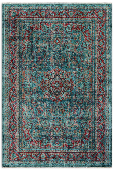 Pastel Home Vintage Yeşil Şönil Halı Kilim Yolluk Kaymaz Yıkabanilir Saçaklı Salon Mutfak Koridor ürün görseli 1