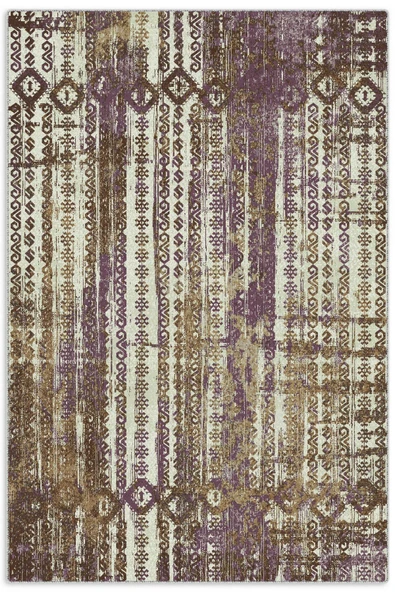 Pastel Home Bohem Etnik Desenli Mor Kahve Şönil Halı Kilim Yolluk Kaymaz Yıkanabilir Saçaklı ürün görseli 1