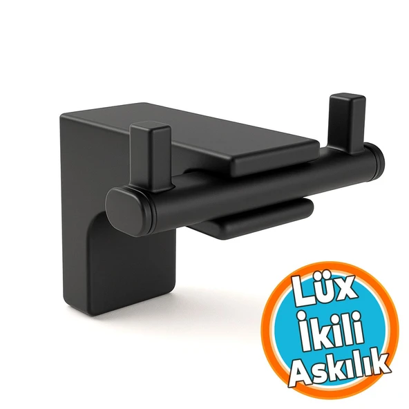 Şık Tasarım Siyah İkili Askılık Vidalı Paslanmaz Metal Duvar Askısı Banyo Mutfak Tuvalet İçin Modern ürün görseli 1