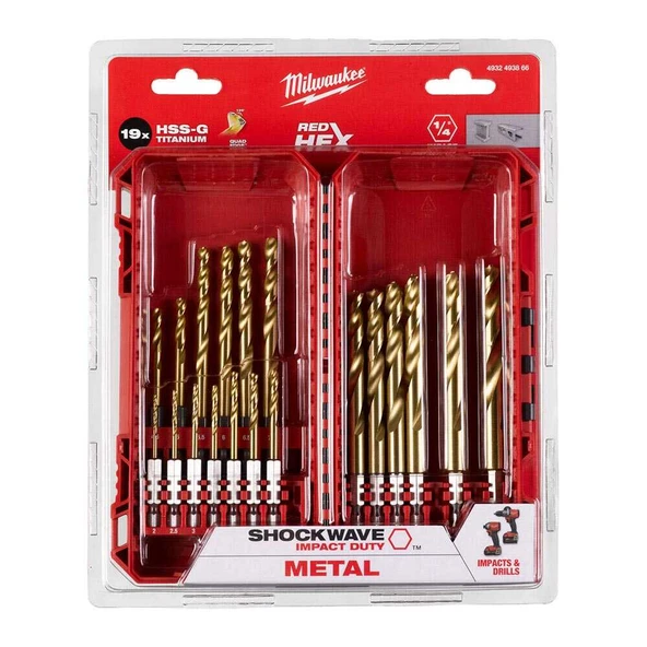 Milwaukee Metal Matkap Ucu Hex Girişli 19 Parça - 4932493866 ürün görseli 1