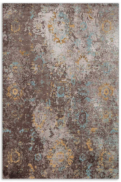 Pastel Home Kahverengi Vizon Hardal Uyumu Tasarım Eskitme Şönil Halı Kilim Yolluk Yıkanabilir Çift Taraflı ürün görseli 1