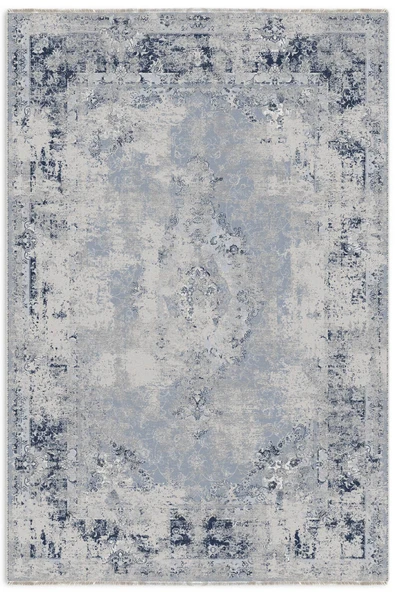 Pastel Home Vintage Mavi Şönil Halı Kilim Yolluk Kendinden Saçaklı Kaymaz Yıkanabilir Salon Mutfak Koridor ürün görseli 1