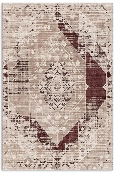 Pastel Home Tasarım Çift Taraflı Yıkanabilir Şönil Halı Kilim Yolluk Toprak Tonlarında Sıcak Ve Nötr Vintage ürün görseli 1