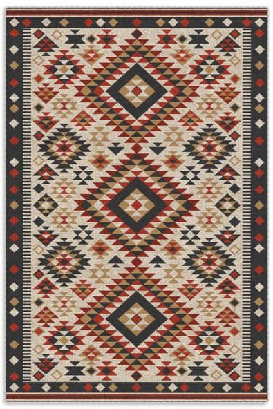 Pastel Home Bej Kırmızı Lacivert Anadolu Kilim Şönil Halı Yolluk Kaymaz Yıkanabilir Mutfak Koridor Salon ürün görseli 1