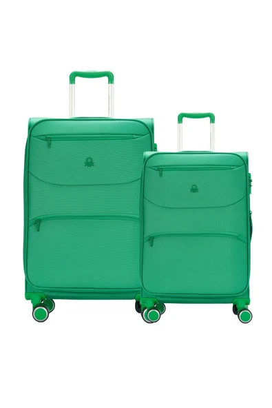 Benetton 2'li Valiz Seti Orta Ve Kabin Boy Lüx Kumaş Valiz Yeşil Bnt2400 ürün görseli 1