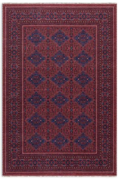 Pastel Home Eskitme bordo pembe kendinden saçaklı şönil afgan halısı kilim kaymaz taban yıkanabilir yolluk ürün görseli 1