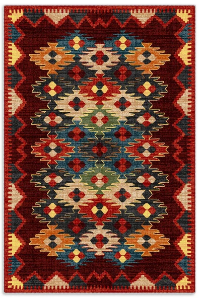 Pastel Home Bordo Anadolu Şönil Halı Kilim Yolluk Kaymaz Yıkanabilir Mutfak Antre Koridor Salon Oturma Odası ürün görseli 1