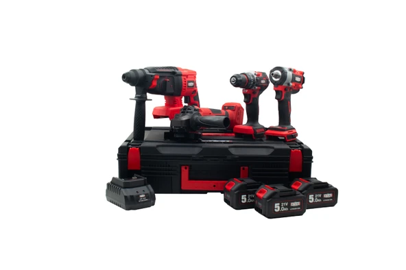 Attlas ATB21 4'lü Kömürsüz Akülü Kombo Set Matkap + Taşlama + Kırıcı Delici + Somun Sıkma 3 x 5.0Ah Akü - A0104171 ürün görseli 1