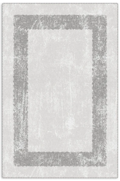 Pastel Home Gri Çerçeveli Eskitme Şönil Halı Kilim Yolluk Kaymaz Yıkanabilir Mutfak Koridor Oturma Odası Yatak ürün görseli 1