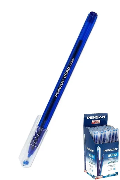 Mavi Tükenmez Kalem 1.0mm 1 Adet Pensan Büro Tipi Ballpoint Büro Plastik Kapaklı Tükenmez Kalem ürün görseli 1