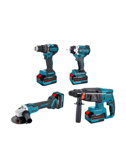 Catpower 1580 Kömürsüz 20V 3x4.0Ah Akülü 4’lü Set - Kırıcı Delici - Avuç Taşlama - Darbeli Vidalama - Somun Sıkma ürün görseli 1