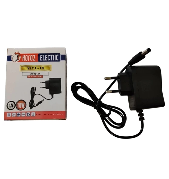 HOROZ VITA-10 12v 1A Fişli Adaptör Plastik Kasa 10w IP20 5.5x2.5mm Jaklı (12 Volt 1 Amper) ürün görseli 1