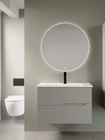Denko Tiran 100 cm Beyoğlu Gri Banyo Dolabı Takımı ürün görseli 1