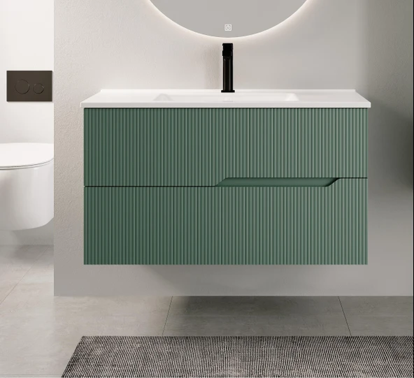 Denko Tiran 85 cm (Beyoğlu Yeşil) Banyo Dolabı (Alt Modül Lavabo) ürün görseli 1