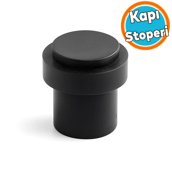 Kapı Stoperi Metal Siyah Düz Model Vidalı Montaj Kauçuk Başlıklı Kapı Tamponu Durdurucu Koruyucu ürün görseli 1