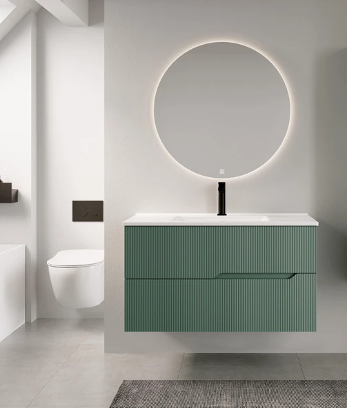 Denko Tiran 85 cm Beyoğlu Yeşil Banyo Dolabı Takımı ürün görseli 1