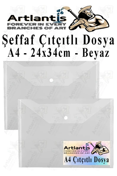 A4 Çıtçıtlı Dosya Şeffaf Zarf Dosya 2 Adet Çıt Çıtlı Dosya Su Geçirmez 100 Yaprak Kapasite ürün görseli 1